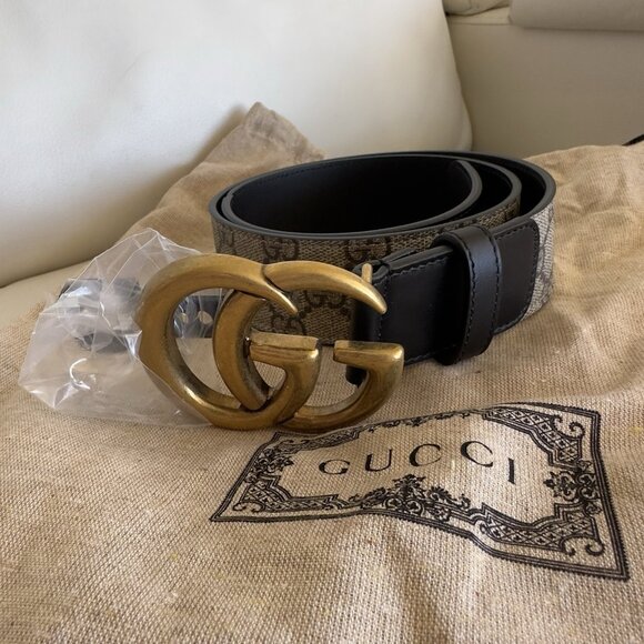 NEW GUCCI MARMONT GG BUCKLE BELT BLACK BROWN SUPREME MARMONT SZ 80 Cm 32 In - Picture 7 of 7